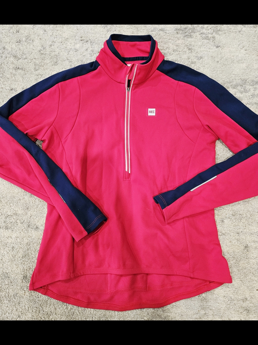 MEC Red Half-Zip Performance Pullover with Navy Accents